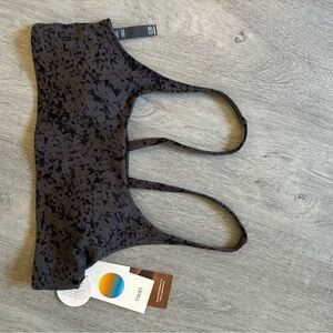 Black Patterned Sports Bra